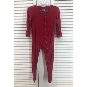 Kickee pants size 12-18 M red one piece footie snap